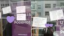La sede de Podemos en Gijn llena de papeles con insultos y amenazas