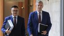 El conselleiro de Medio Rural, Jos Gonzlez, y el presidente de la Xunta, Alfonso Rueda, tras el consello de la Xunta.