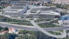 Recreación virtual de los accesos al Novo Chuac, el hospital público de A Coruña. 