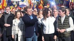 Rajoy, Gamarra, Feijoo, Ayuso y Aznar, en la concentración del PP en Madrid
