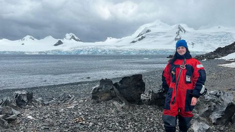 Paula, en la isla Media Luna, donde se resguardaron por el mal tiempo, a unos tres grados de temperatura