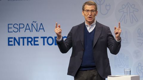 El presidente del PP, Alberto Núñez Feijoo, en la convención sobre la España rural