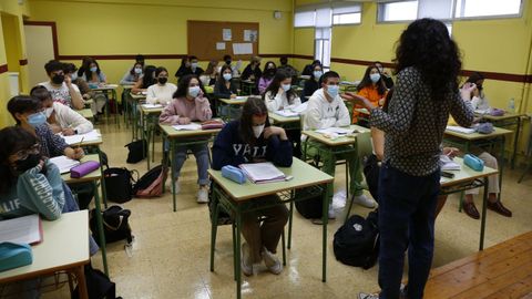Imagen de archivo de una clase de bachillerato en instituto Frei Martín Sarmiento, en Pontevedra