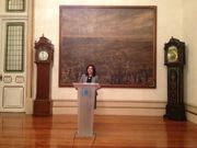 Bego�a Freire, durante la rueda de prensa