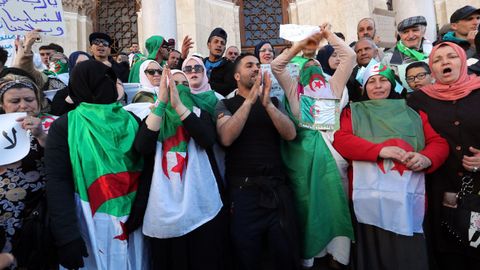 Protestas Argelia.Manifestantes protestan contra el rgimen de Argelia