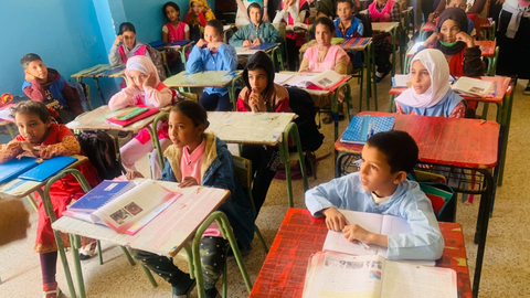 Un grupo de ni�os saharauis en la escuela