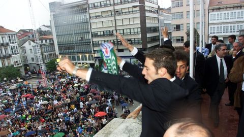 Celebración del Racing de Ferrol en el ascenso del 2000.