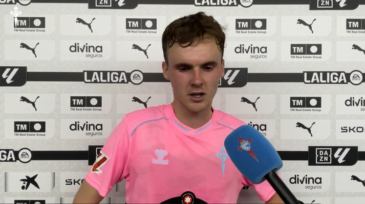 El jugador del Celta Williot Swedberg, tras el partido frente al Valencia.