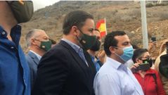 El presidente de Vox, Santiago Abascal, a su llegada a la manifestacin 'Salvemos el turismo' celebrada en Puerto Rico (Gran Canaria)