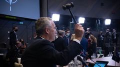 El secretario general de la OTAN, Jens Stoltenberg, durante la apertura de la cumbre de la Alianza Atlntica