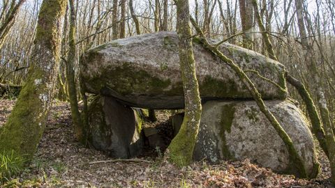 El dolmen de Leira Rapada se halla en el interior del recinto del castro homnimo