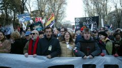 Varias personalidades del mundo de la cultura, en una manifestacin en Madrid contra la guerra en 2003.