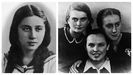 A la izquierda, Niuta Teitelbaum, en 1926, ms conocida como la pequea Wanda con trenzas. A la derecha: Tema Schneiderman, Bela Hazan y Lonka Kozibrodska, en una foto tomada en la fiesta de Navidad de la Gestapo en 1941.