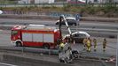 El coche de Teis qued volcado en la mediana de la AP-9