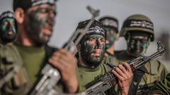 Combatientes de Hamas en un ejercicio militar en la Ciudad de Gaza