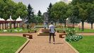 Recreación de la nueva configuración de los jardines, con el monumento a la emigración