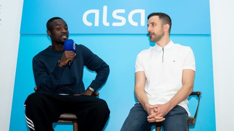 Eric Bailly y Agustn Lleida, en la presentacin del central del Real Oviedo