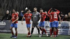 Judadores de la UD Ourense celebran un gol