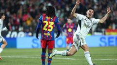 Javi Moreno celebra su gol en el Albacete-Barcelona de Copa del Rey