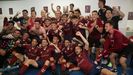 Los jugadores del Pontevedra celebran el ascenso virtual