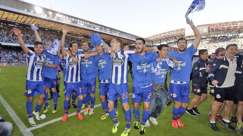 Imagen de archivo de la celebraci�n del ascenso del Deportivo a Primera en el 2014.