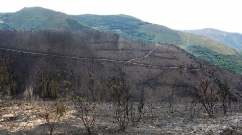 Las zonas prximas a la aldea de A Balsa fueron las ms afectadas en el incendio de Navia