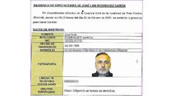 Diligencia de la UCO de imputación y documentos relativos a la detención del guardia civil, incluidos en el sumario