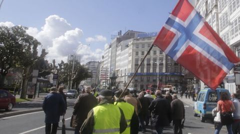 Manifestacin de marineros que trabajaron en Noruega
