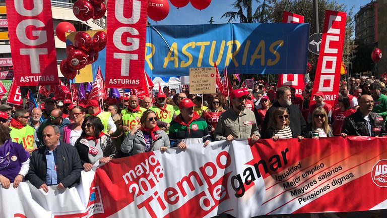 Manifestación del Primero de Mayo de 2018 en Asturias