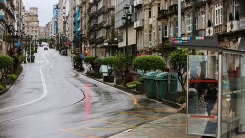Calles sin coches en Vigo en mato del 2020