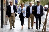 Vzquez, Valenciano, Rubalcaba y Lpez, ayer, tras el comit federal del PSOE.