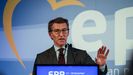El líder del PP, Alberto Núñez Feijoo, durante su participación en un foro del PP Europeo en Lisboa.