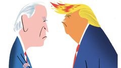 Caricaturas de Joe Biden y Donald Trump