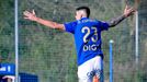 Diego Espinosa celebra su gol al Atl�tico Astorga
