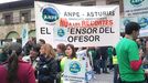 Protesta en defensa de los derechos de los trabajadores, con pancarta de ANPE.Protesta en defensa de los derechos de los trabajadores, con pancarta de ANPE