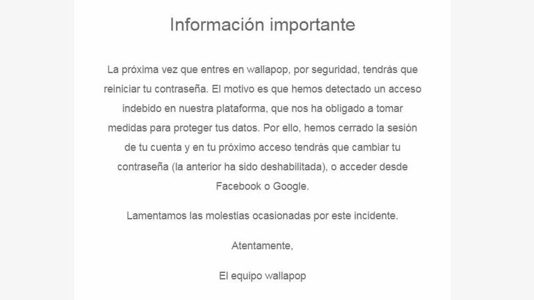 Wallapop No Me Avisa De Los Mensajes Wallapop alerta a sus usuarios: tienen que cambiar sus contraseñas