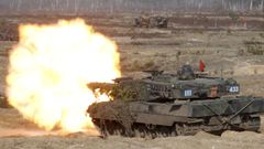 Maniobras de la OTAN con tanques Leopard 2 en Lituania, en marzo del 2021.