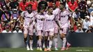 Los jugadores del Oviedo celebran uno de los goles al Eldense