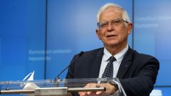 Borrell, durante su intervención tra la cumbre de ministros de Exteriores de la UE