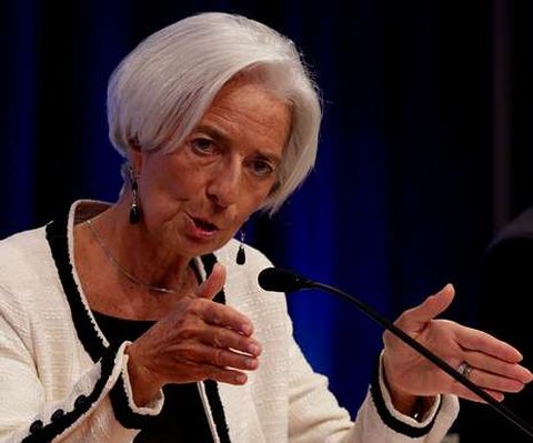 Lagarde, ayer durante su intervencin en la runin anual del FMI. 