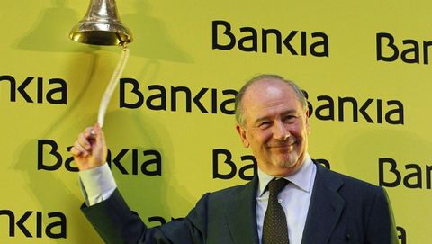Rodrigo Rato, entonces presidente de la entidad, el día de la salida a bolsa de Bankia