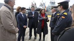 La ministra, Margarita Robles, junto al alcalde, el delegado del Gobierno y el almirante del Arsenal, en la visita realizada a Ferrol en diciembre.