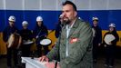 El secretario general de CC.OO en Asturias, Jos Manuel Zapico, interviene durante la manifestacin del 1 de mayo convocada en Mieres