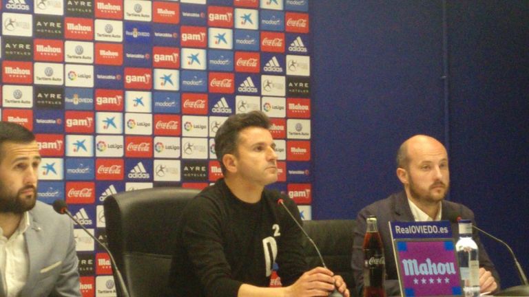 Iván Ania, en la sala de prensa del Carlos Tartiere