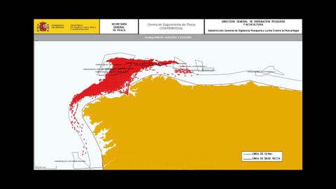 Infografía sobre la afectación del parque eólico a un buque pesquero burelés
