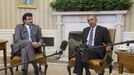 Obama, durante su encuentro con el emir de Catar, Tamim bin Hamad Al Zani en la Casa Blanca, Washington.