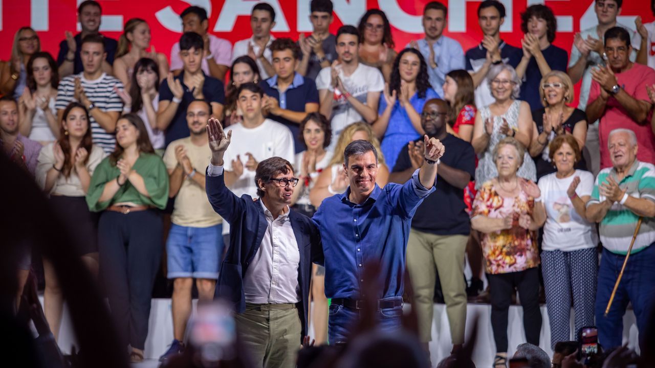 Snchez en el mitin electoral celebrado este domingo en el Palacio de Congresos de Barcelona