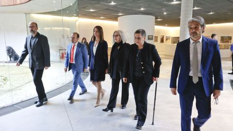 Chegada dos premiados ao MIHL xunto a Lara Méndez