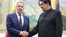  El ministro de Asuntos Exteriores de Rusia, Sergui Lavrov,  se reuni con el presidente de Venezuela, Nicols Maduro.