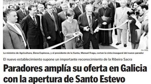 Informacin del 29 de julio del 2004 sobre la inauguracin del Parador de Santo Estevo